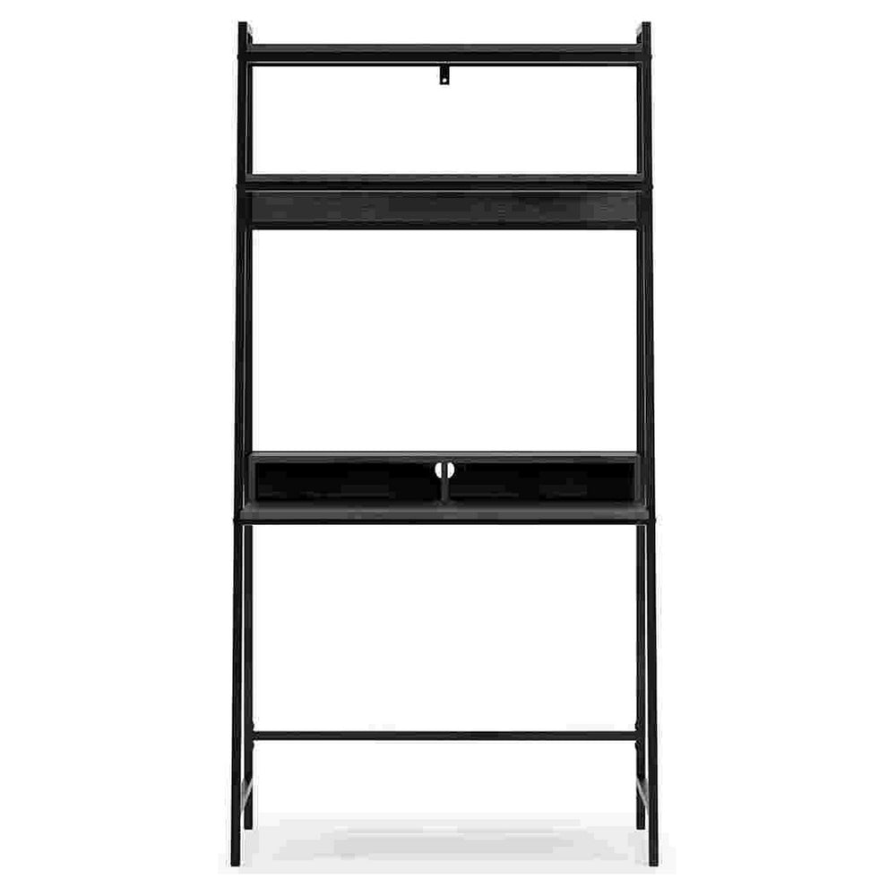 Office Desk with 2 Upper Shelves and Metal Legs, Black and Gray- Saltoro Sherpi