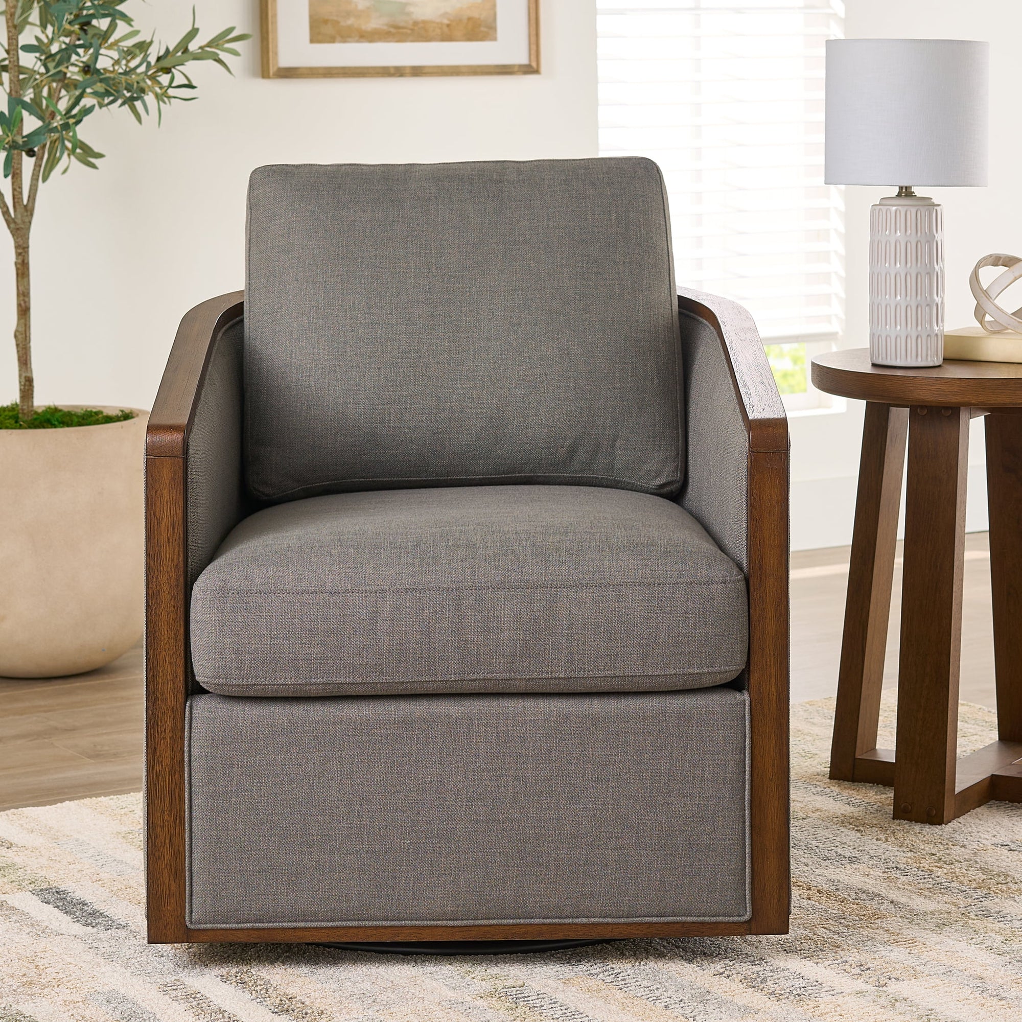 Better Homes &amp; Gardens Windsor Swivel Accent Chair, Cream