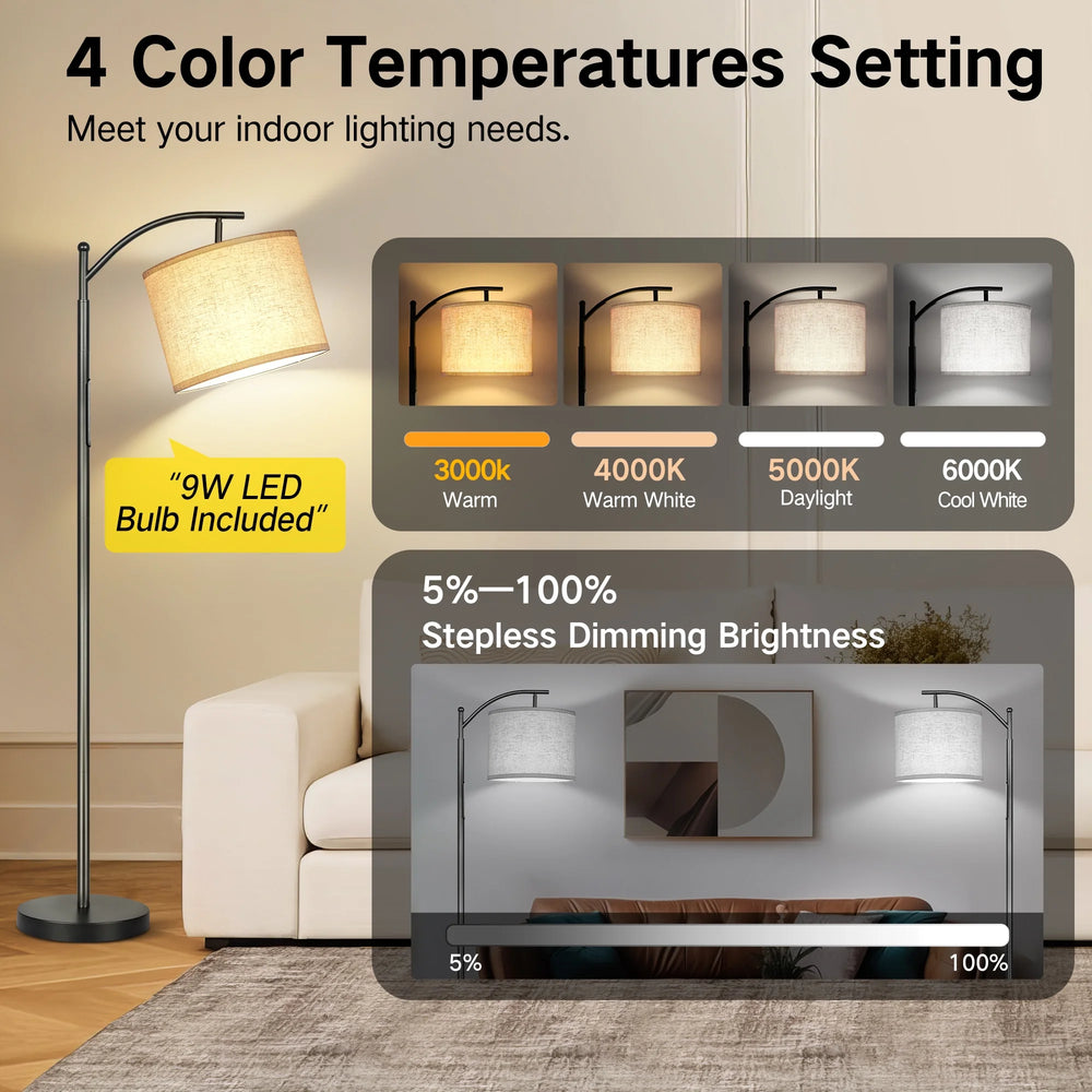 63" Dimmable Arc Floor Lamp