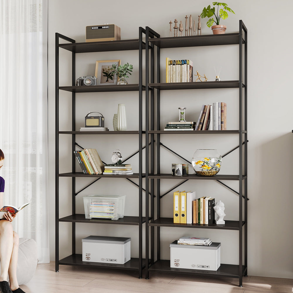 Casacomoda 6-Tier Tall Bookshelf, Large Bookcase with Steel Frame, Deep Book Shelf for Living Room, Home Office, Study, Industrial Style, Black - Walmart.com
