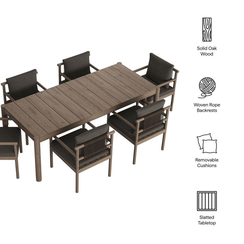 Eleni 7 Piece Outdoor Patio Teak Wood Dining Set - From Where Finds - 