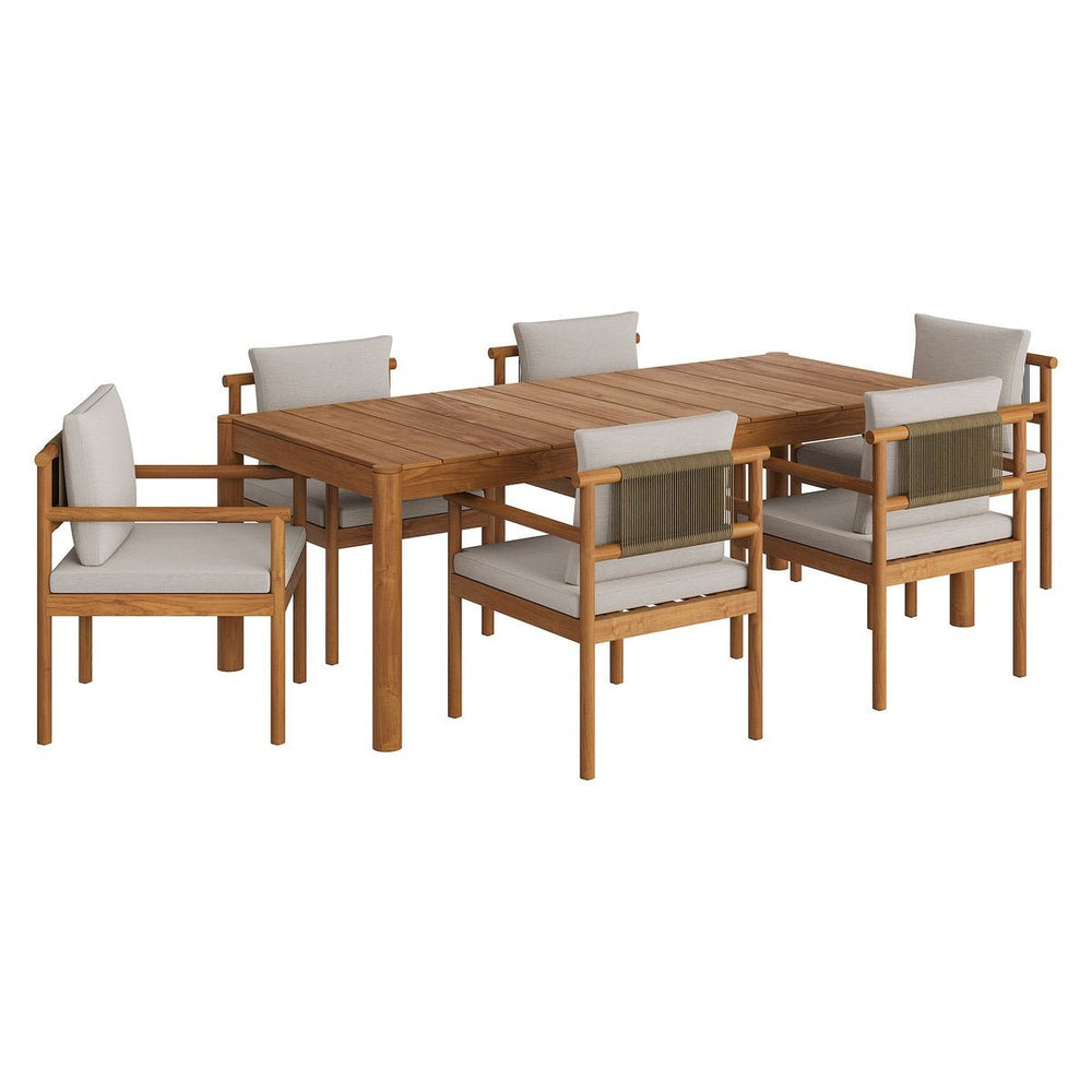 Eleni 7 Piece Outdoor Patio Teak Wood Dining Set - From Where Finds - 