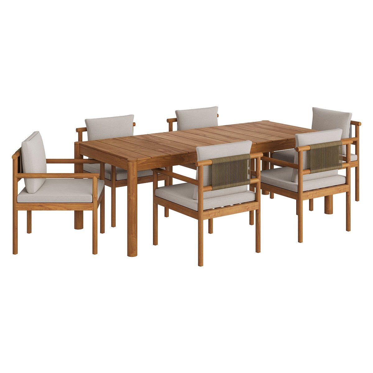 Eleni 7 Piece Outdoor Patio Teak Wood Dining Set - From Where Finds - 