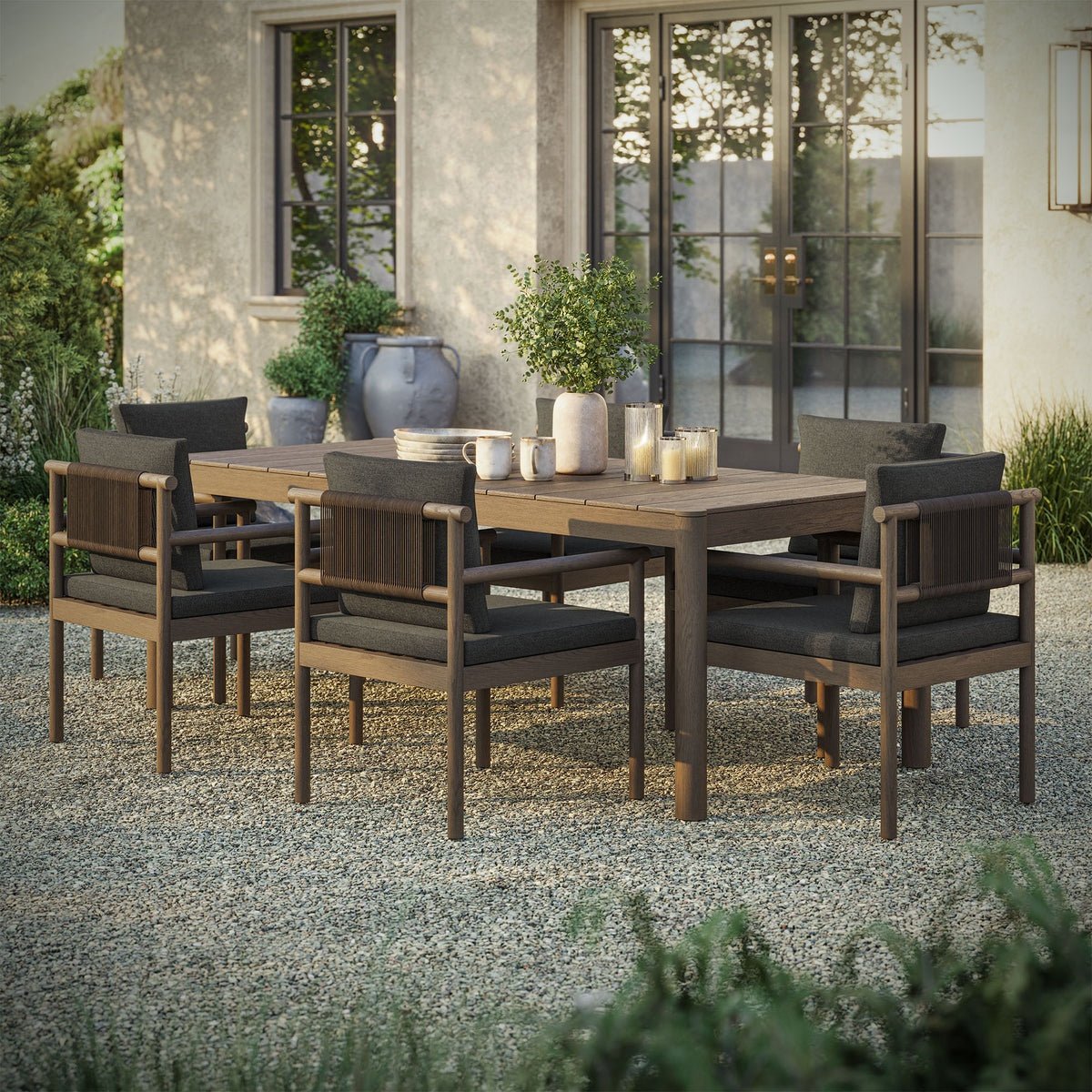 Eleni 7 Piece Outdoor Patio Teak Wood Dining Set - From Where Finds - 