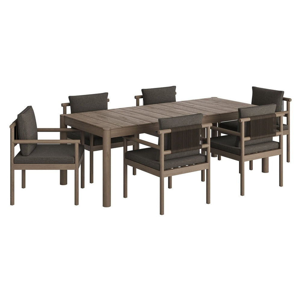 Eleni 7 Piece Outdoor Patio Teak Wood Dining Set - From Where Finds - 