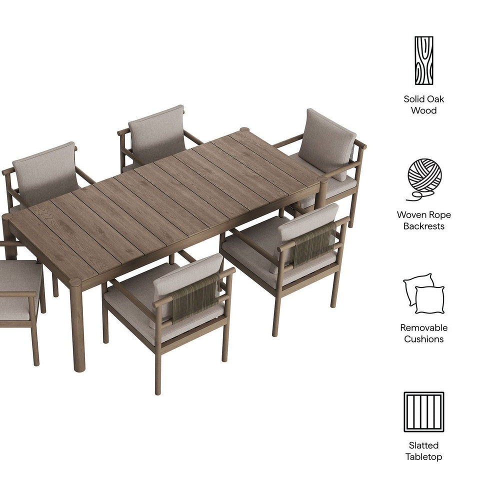 Eleni 7 Piece Outdoor Patio Teak Wood Dining Set - From Where Finds - 