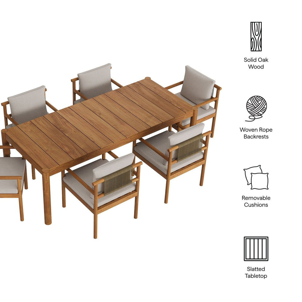 Eleni 7 Piece Outdoor Patio Teak Wood Dining Set - From Where Finds - 