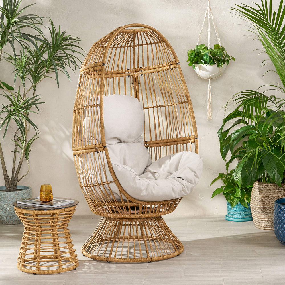 Ellen Wicker Swivel Egg Chair - From Where - 