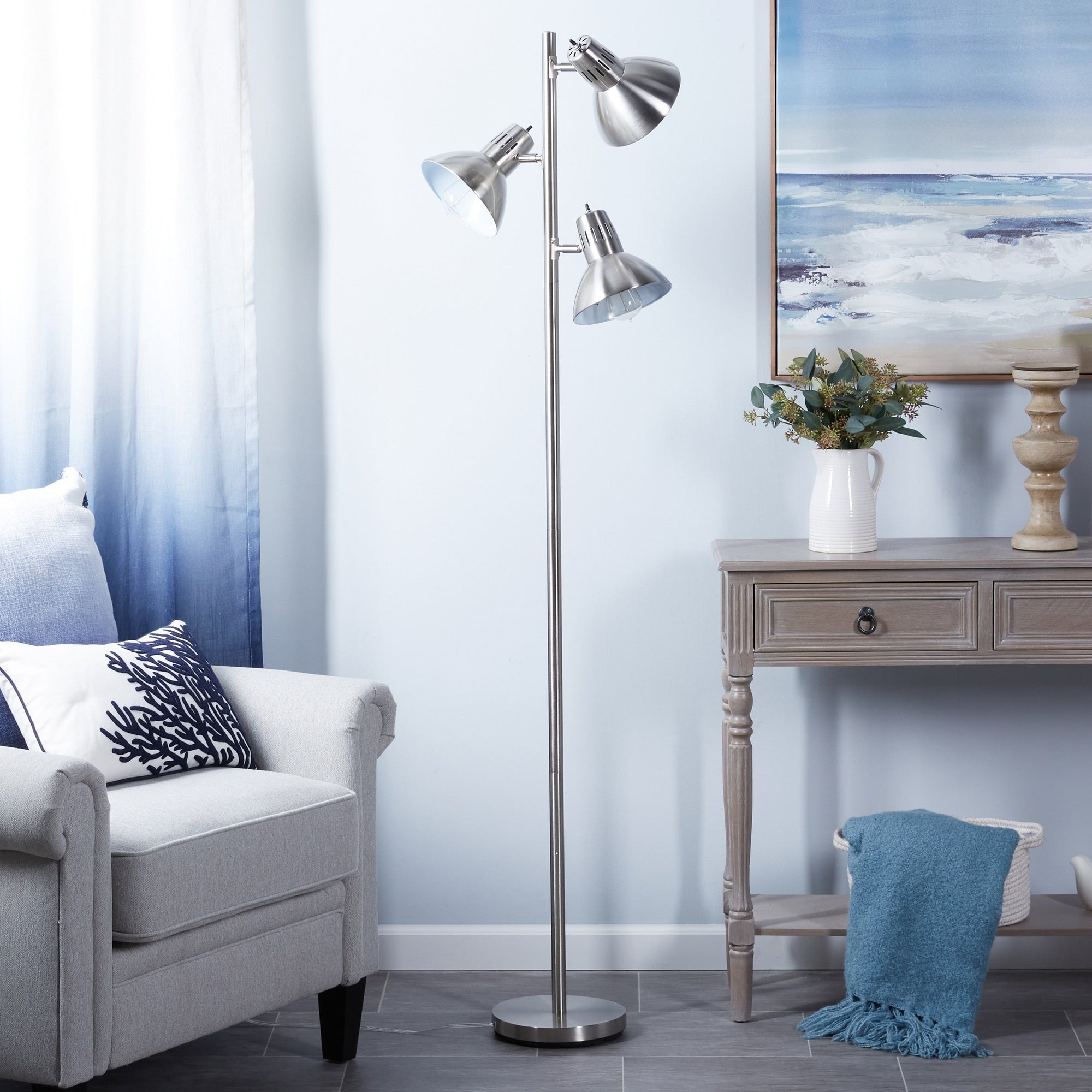 Embleton Brushed Nickel 3 - Head Floor Lamp - From Where - 