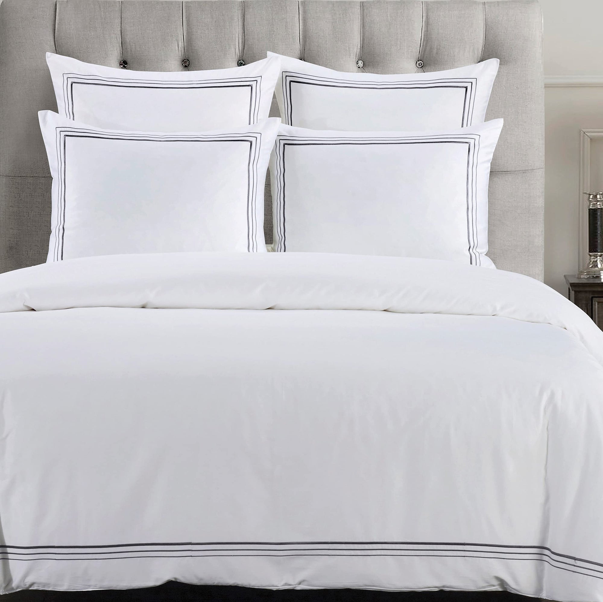 Embroidered Border 3 Piece Duvet Cover Set - From Where - 