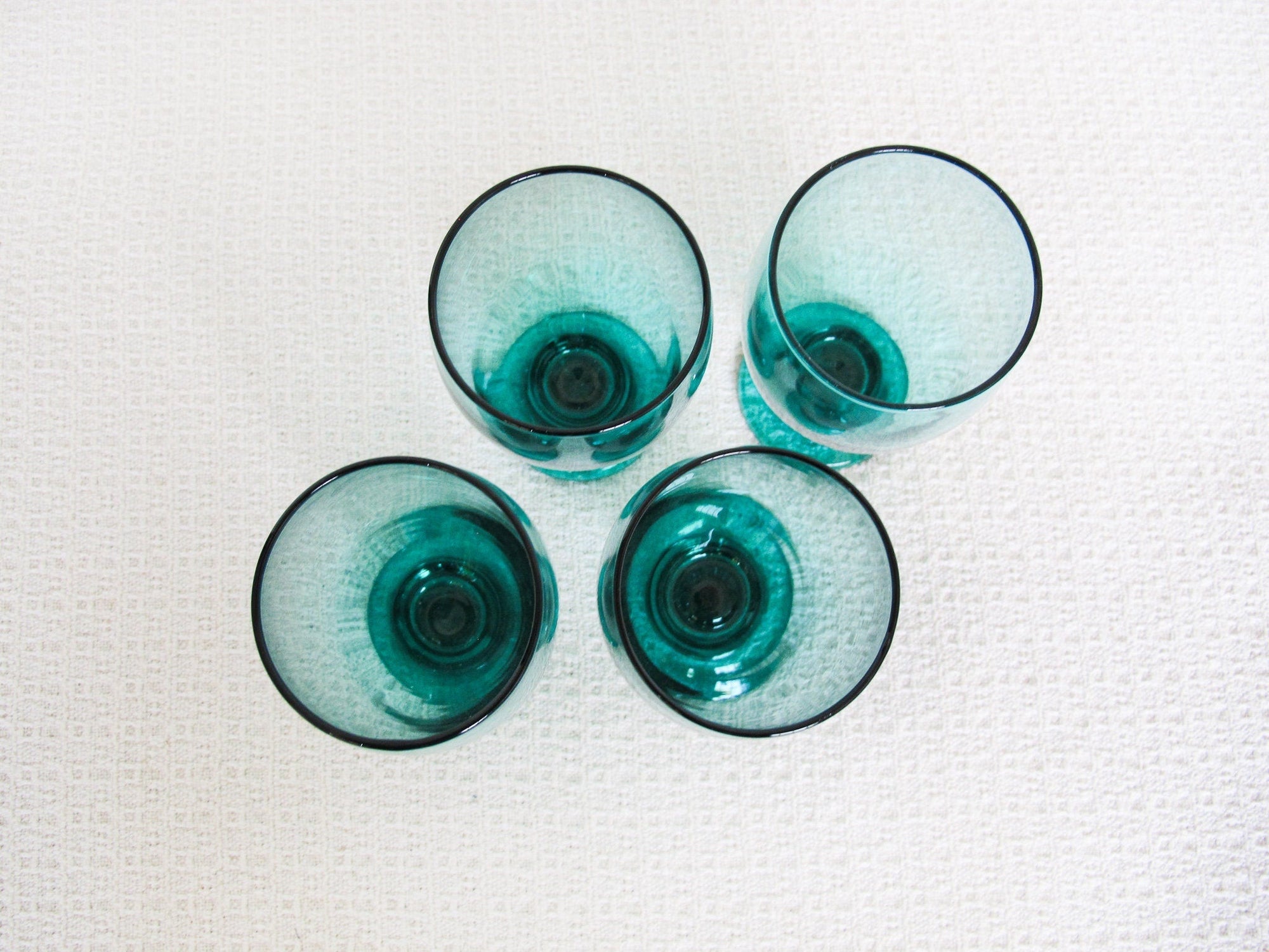 Emerald Green Water Glasses Set of Four - From Where - 