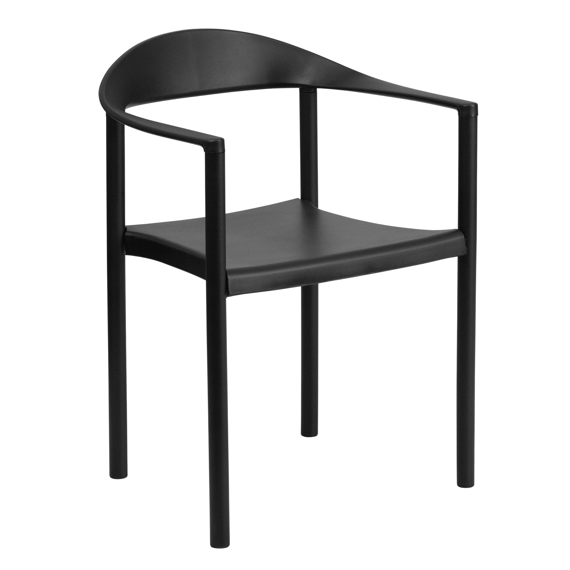 EMMA + OLIVER 1000 lb. Capacity Black Plastic Cafe Stack Chair - From Where - 