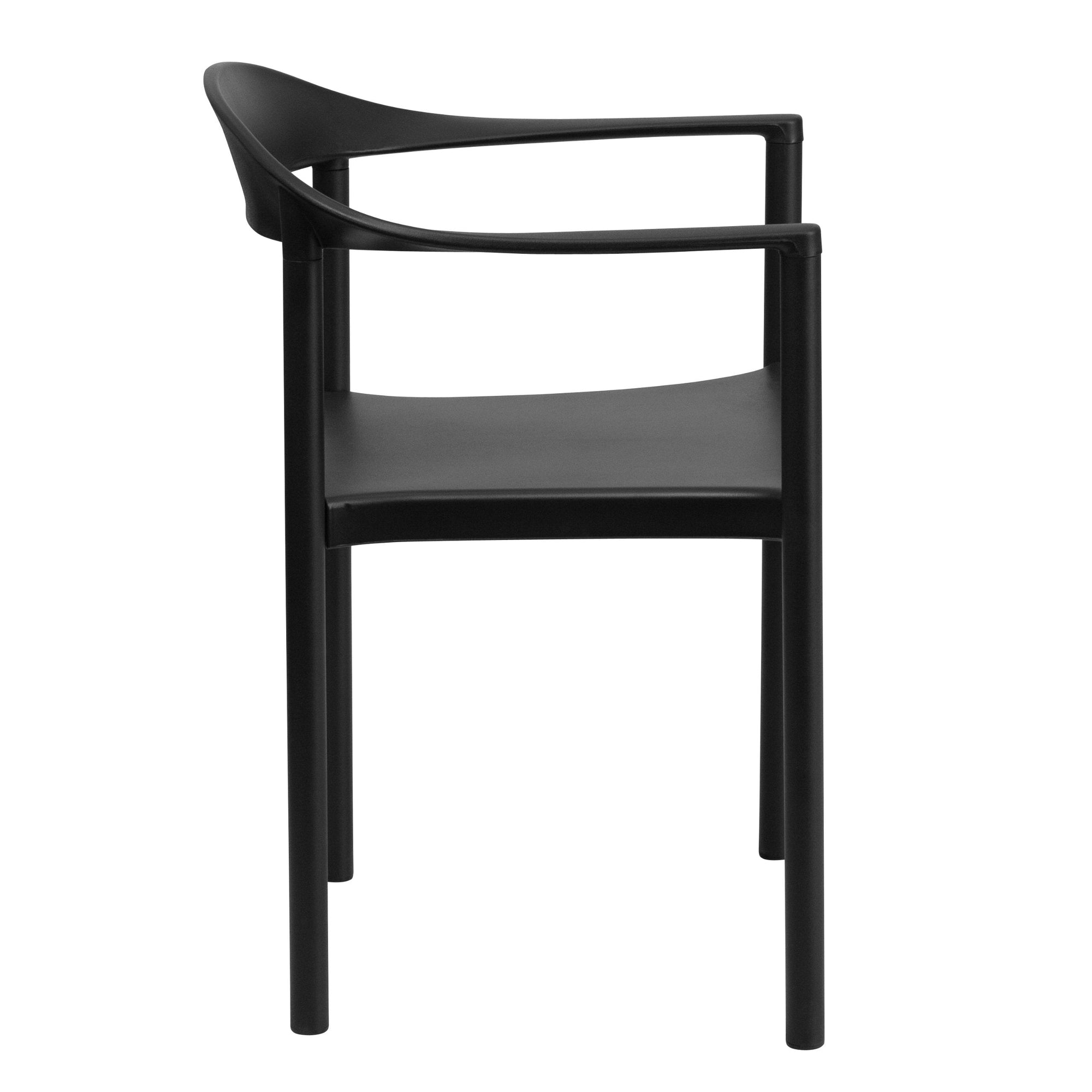 EMMA + OLIVER 1000 lb. Capacity Black Plastic Cafe Stack Chair - From Where - 