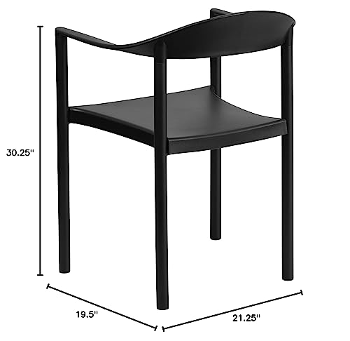 EMMA + OLIVER 1000 lb. Capacity Black Plastic Cafe Stack Chair - From Where - 