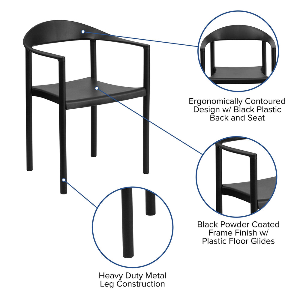 EMMA + OLIVER 1000 lb. Capacity Black Plastic Cafe Stack Chair - From Where - 