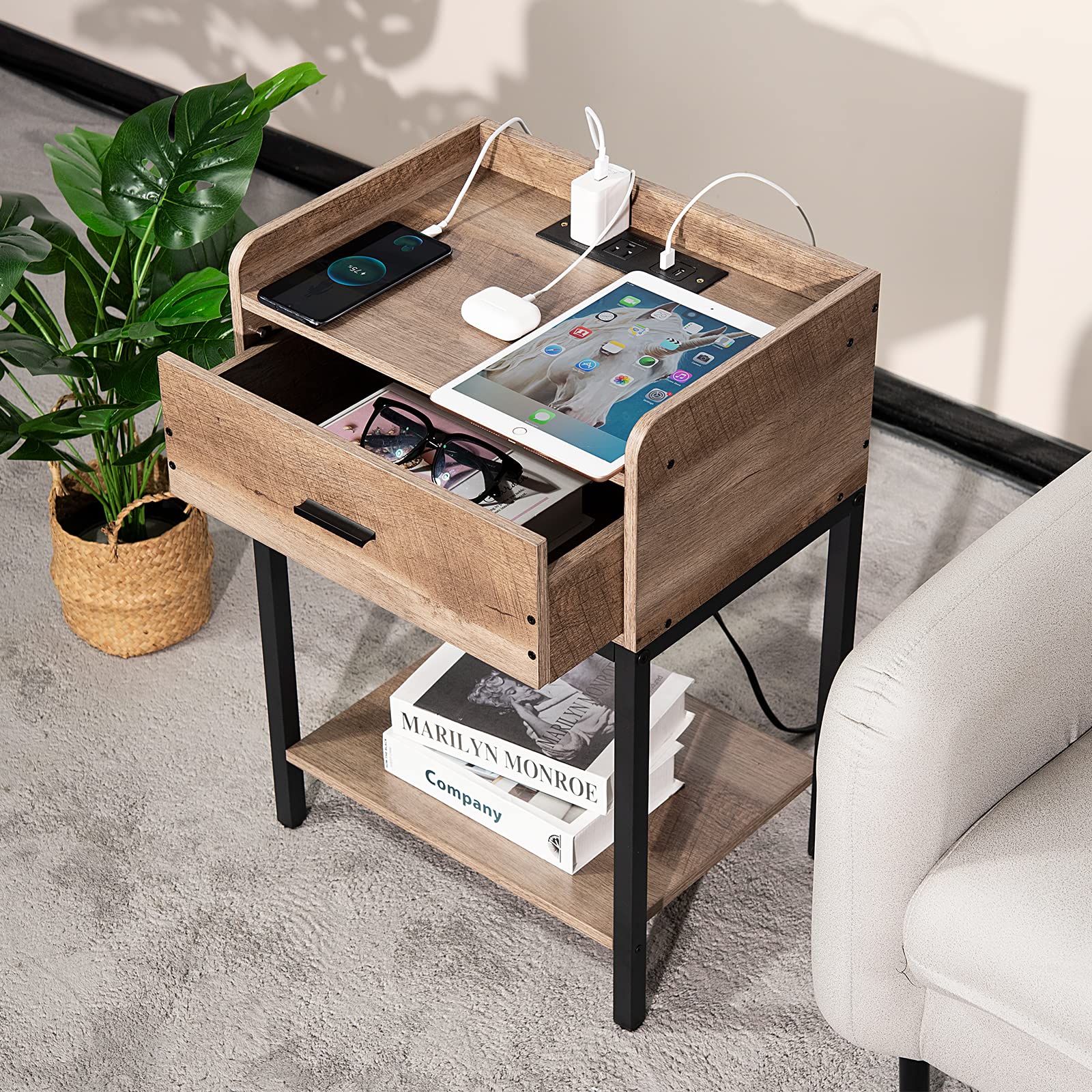End Side Table with Charging Station (Set of 2) - From Where - 