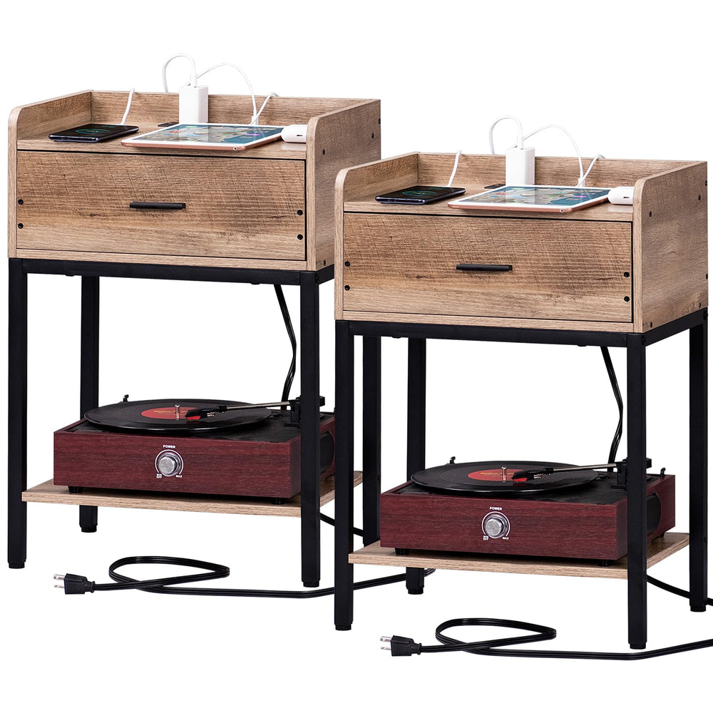 End Side Table with Charging Station (Set of 2) - From Where - 