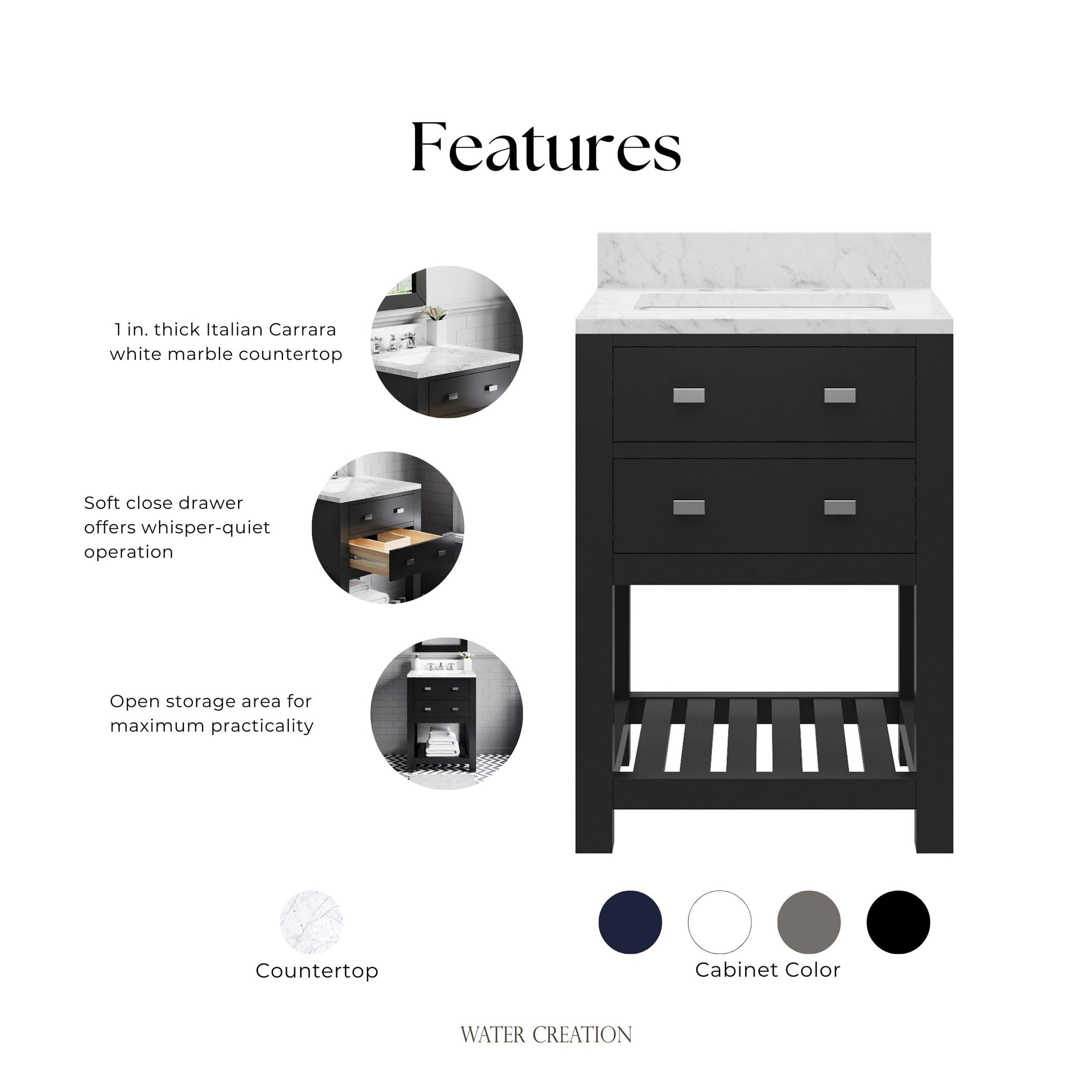 Espresso Undermount Single Sink Vanity - From Where - 