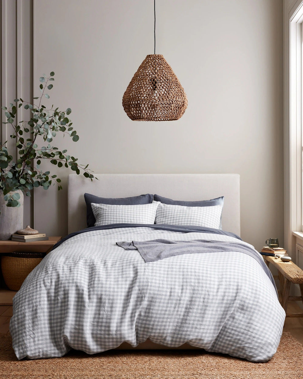 European Linen Gingham Duvet Cover Set - From Where Finds -