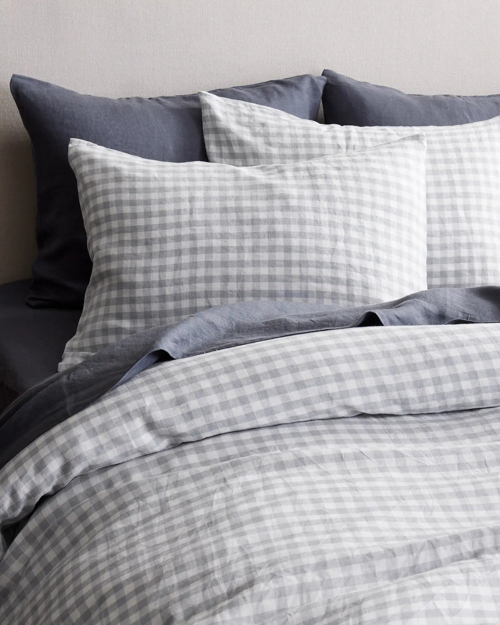 European Linen Gingham Duvet Cover Set - From Where Finds -