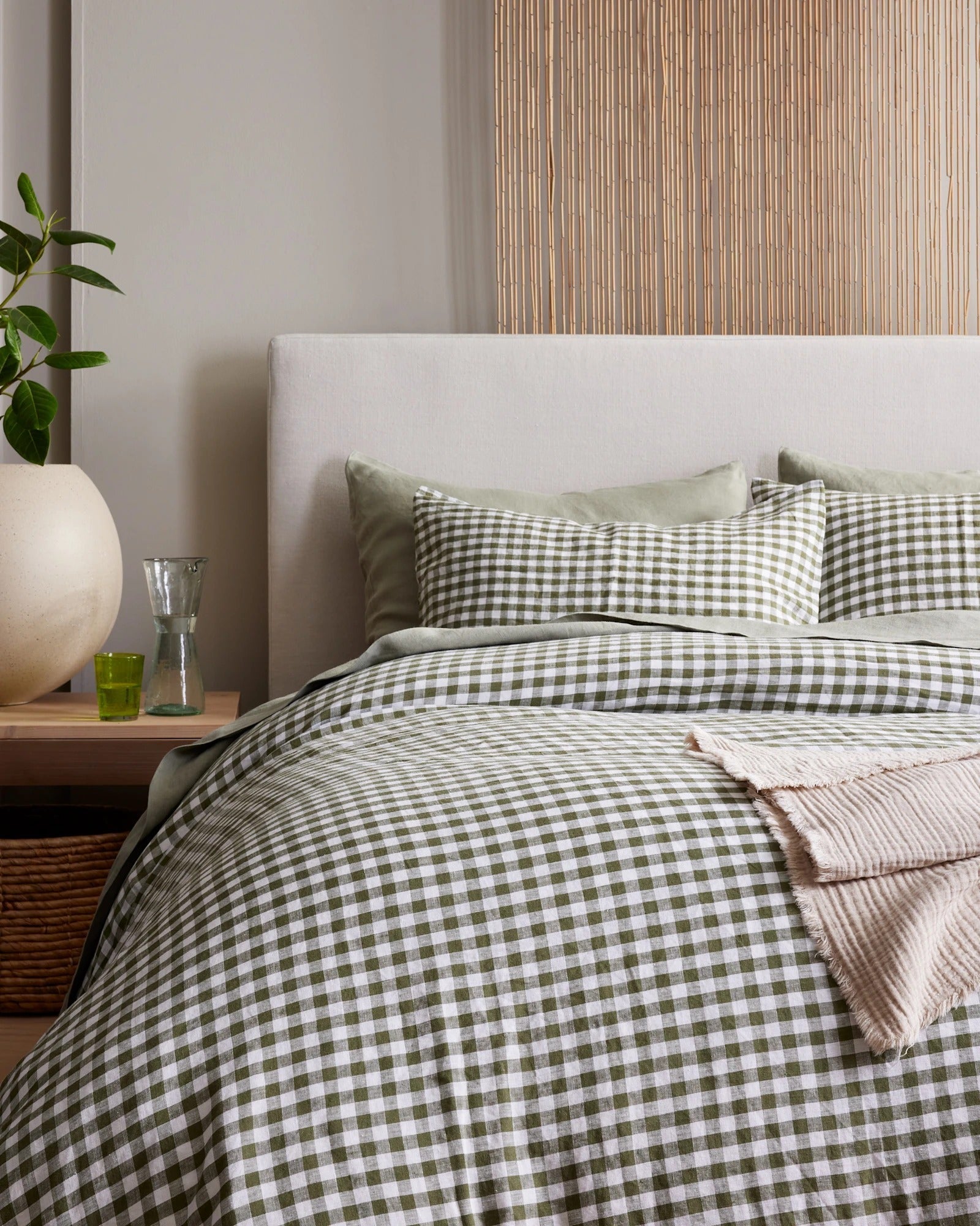 European Linen Gingham Duvet Cover Set - From Where Finds -