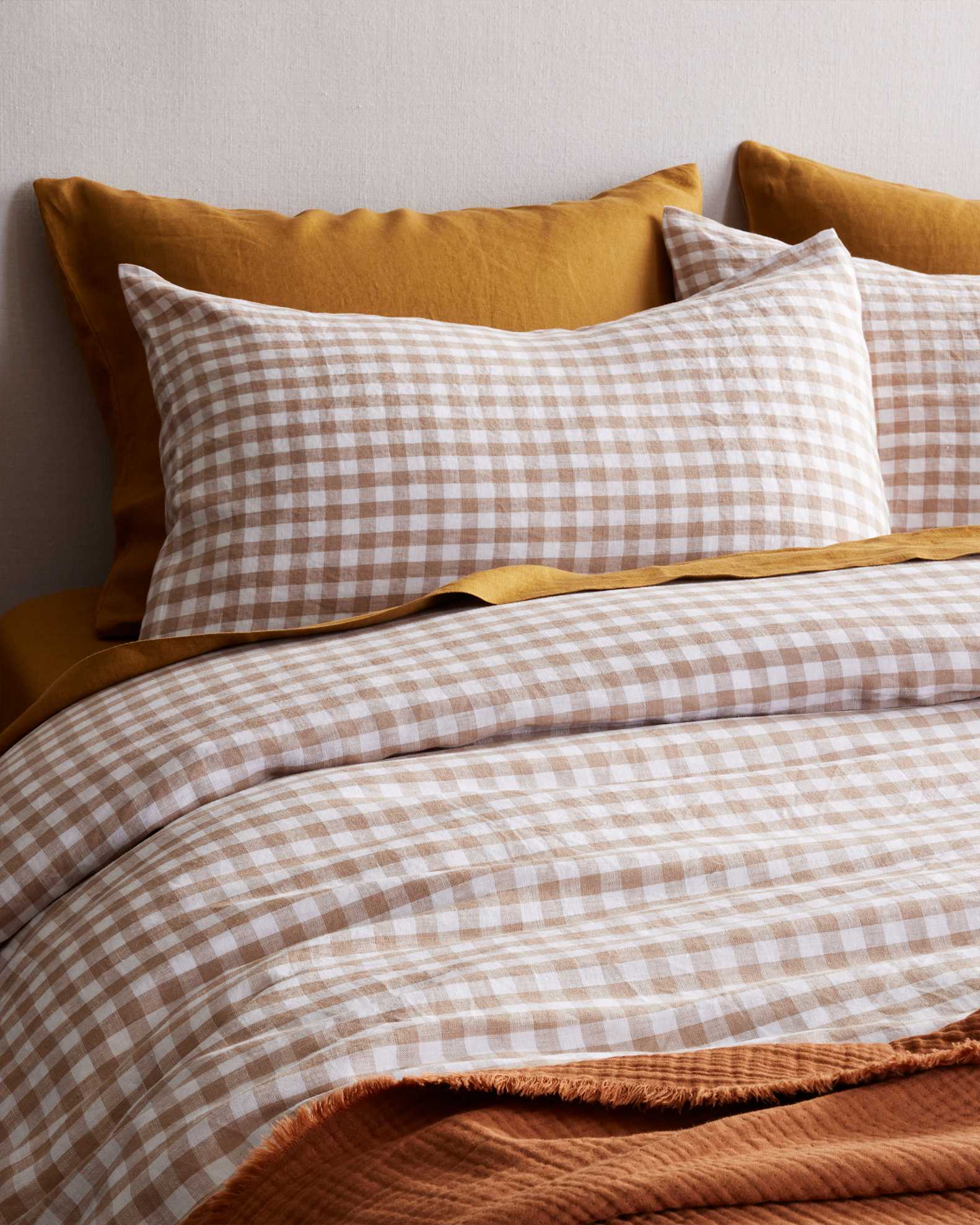 European Linen Gingham Duvet Cover Set - From Where Finds - 