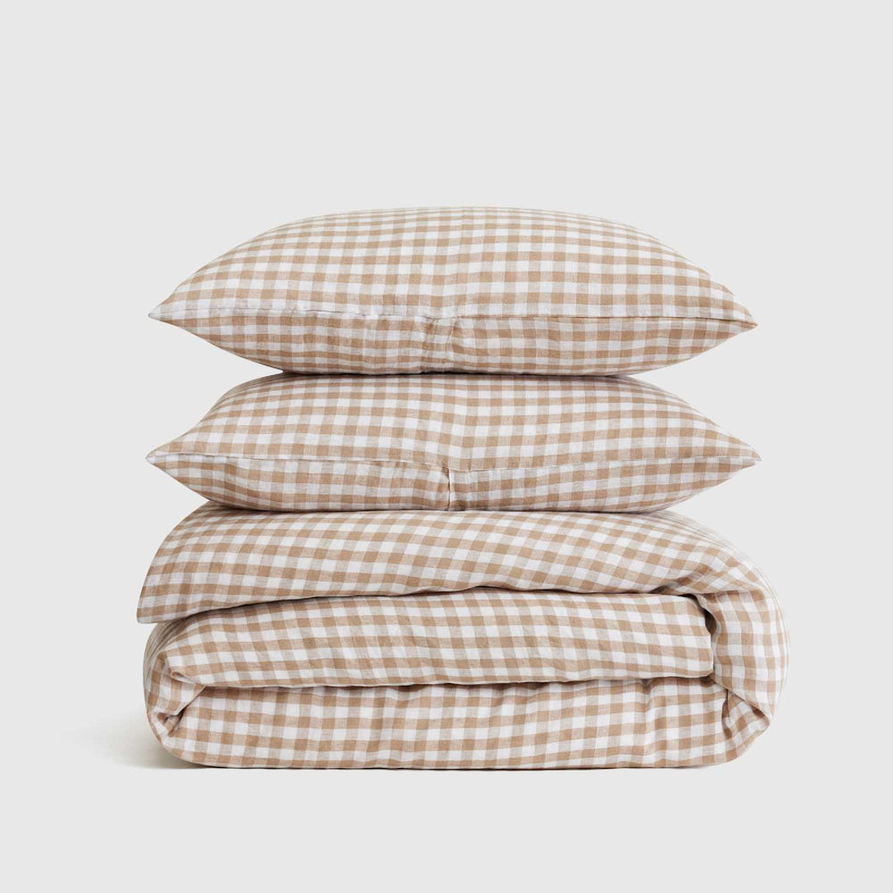 European Linen Gingham Duvet Cover Set - From Where Finds - 