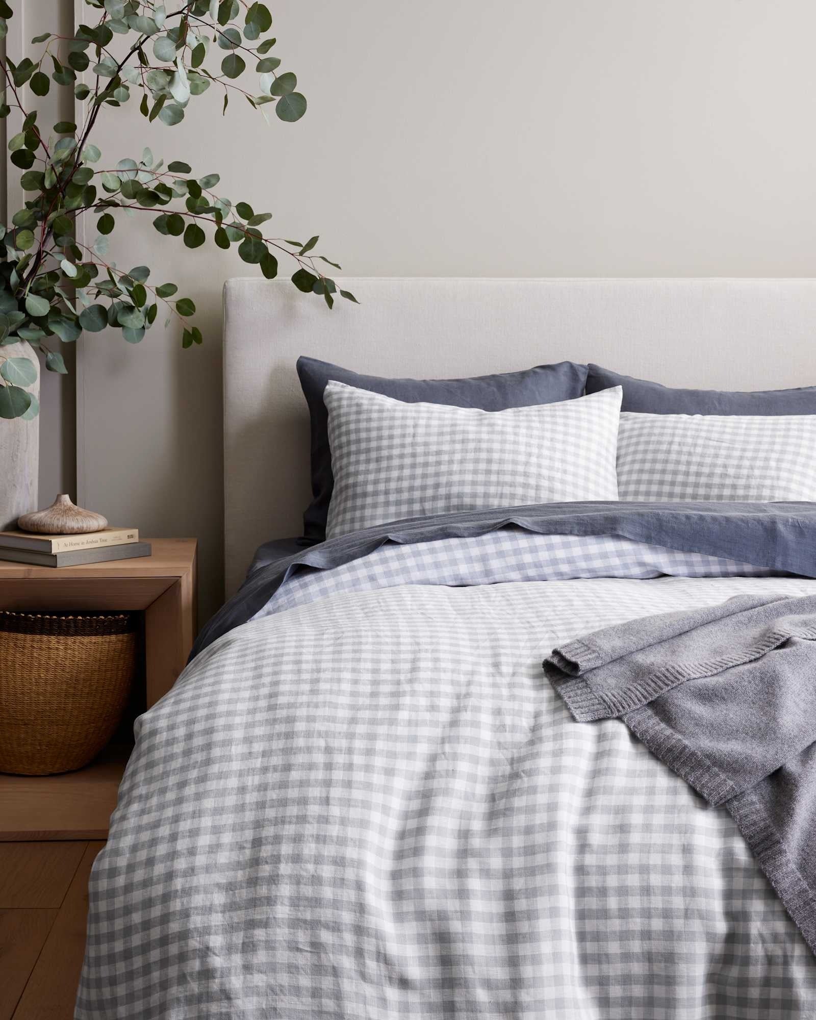 European Linen Gingham Duvet Cover Set - From Where Finds -