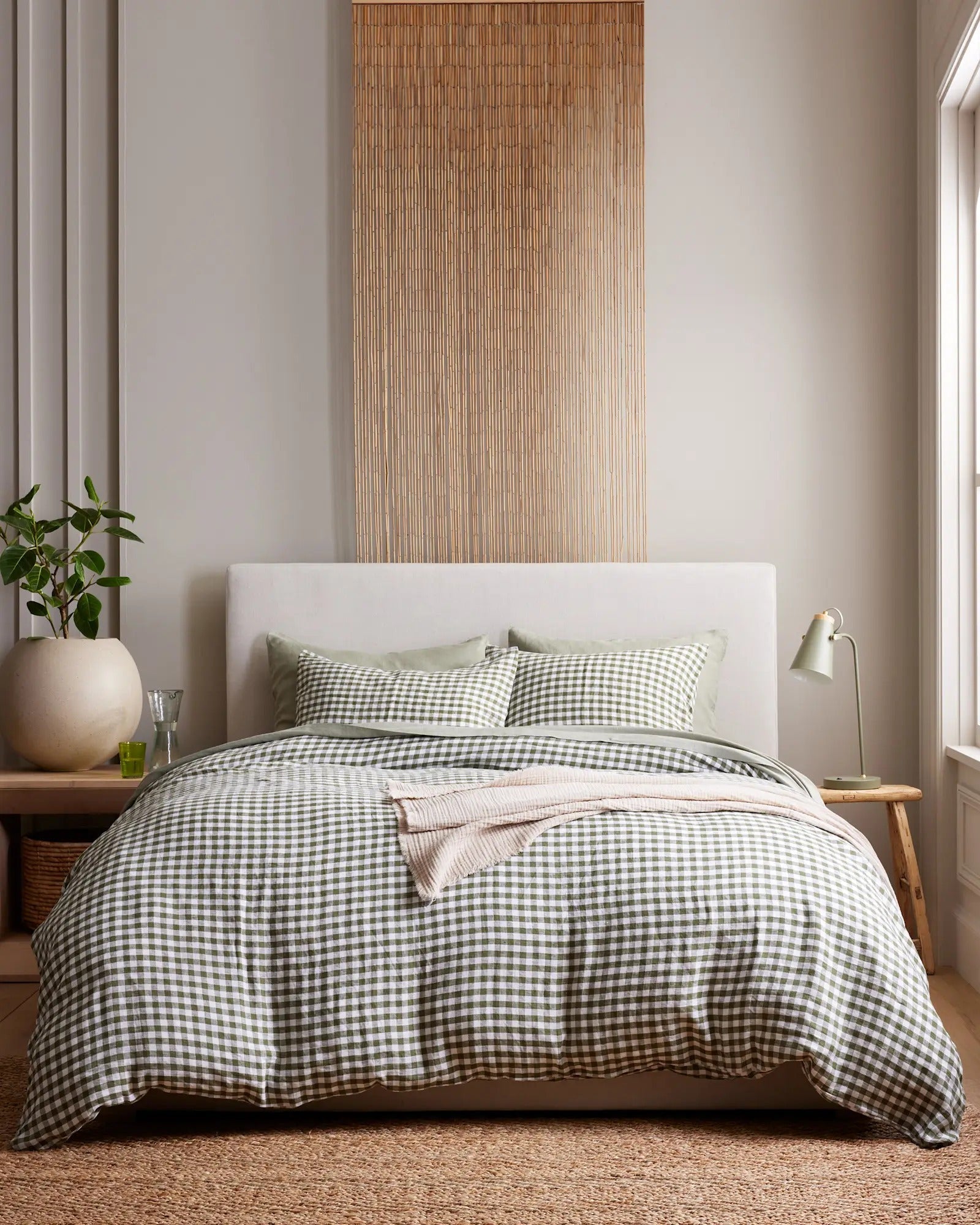 European Linen Gingham Duvet Cover Set - From Where Finds -