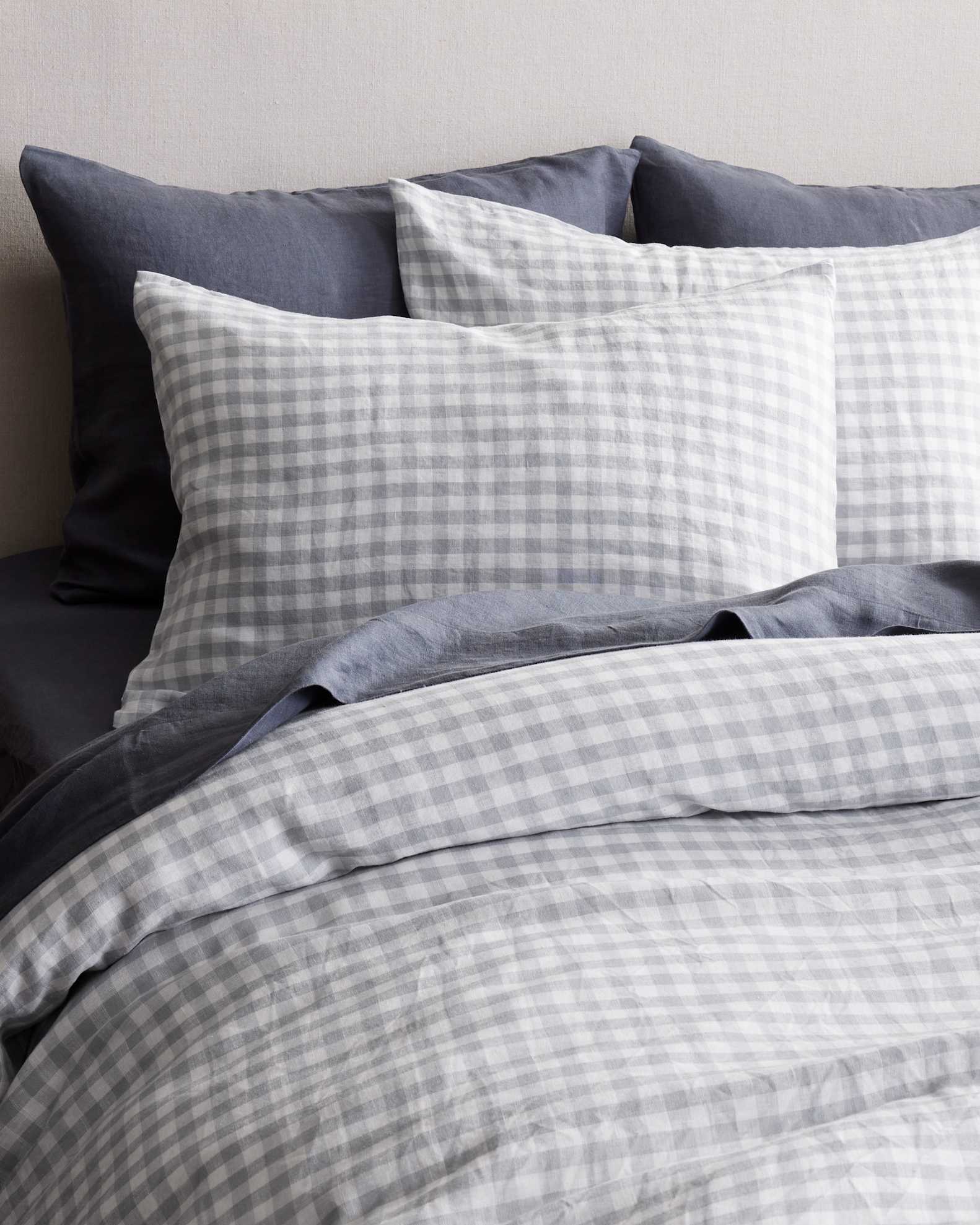 European Linen Gingham Duvet Cover Set - From Where Finds - 