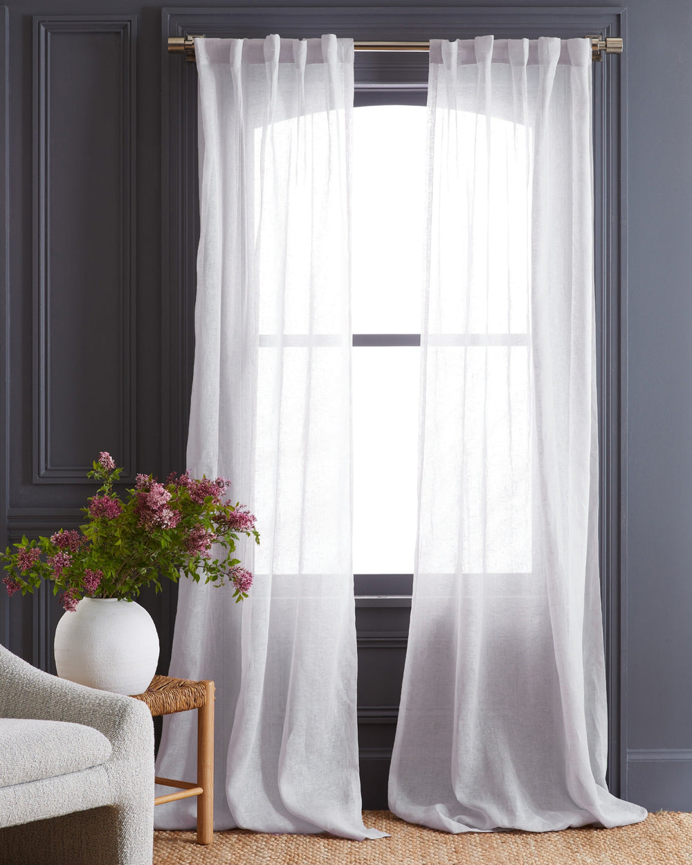 European Linen Sheer Curtain Set (Set of 2) - From Where Finds -