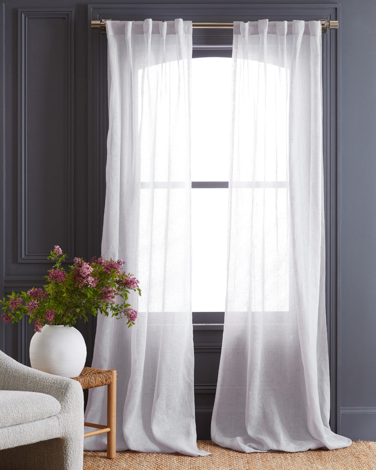 European Linen Sheer Curtain Set (Set of 2) - From Where Finds -