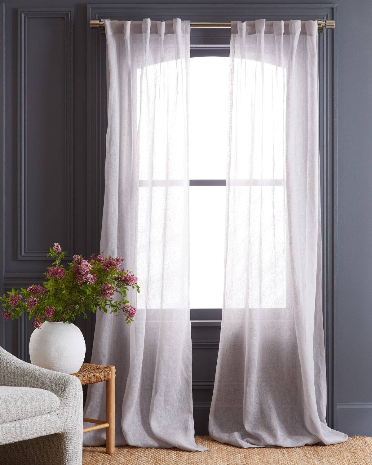European Linen Sheer Curtain Set (Set of 2) - From Where Finds -