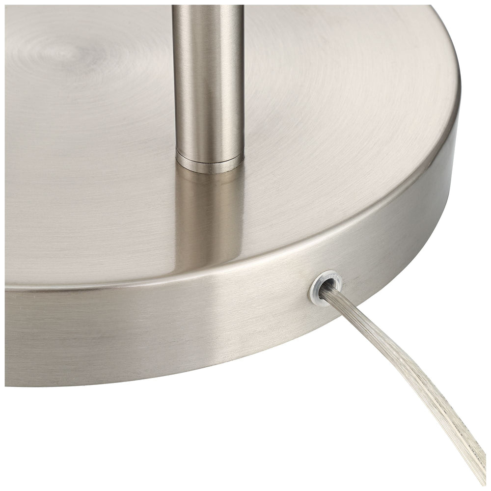 360 Lighting Cora Modern Arc Floor Lamp Standing 72" Tall Brushed Nickel Metal White Linen Drum Shade for Living Room Reading Bedroom Office House