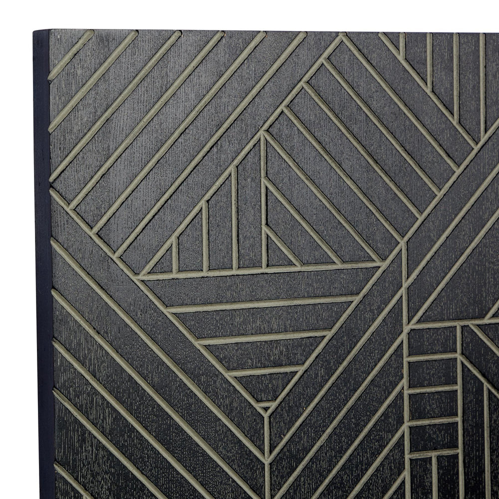 Black Wood Linear Geometric Wall Decor
