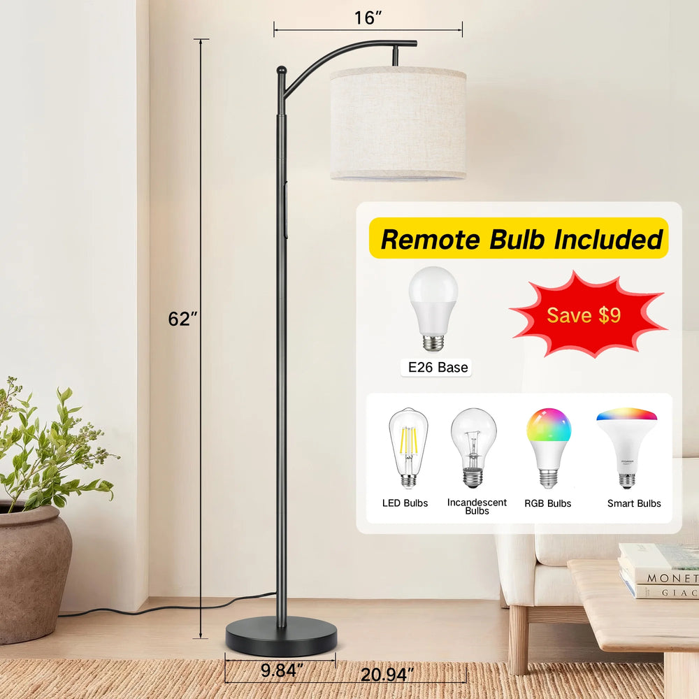 63" Dimmable Arc Floor Lamp