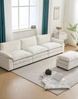 Ktaxon 120" W Sectional Sofa L Shaped Couch with Chaise Living Room Sleeper Set, 3 Seats with Chenille and Double Layer Cushions Beige