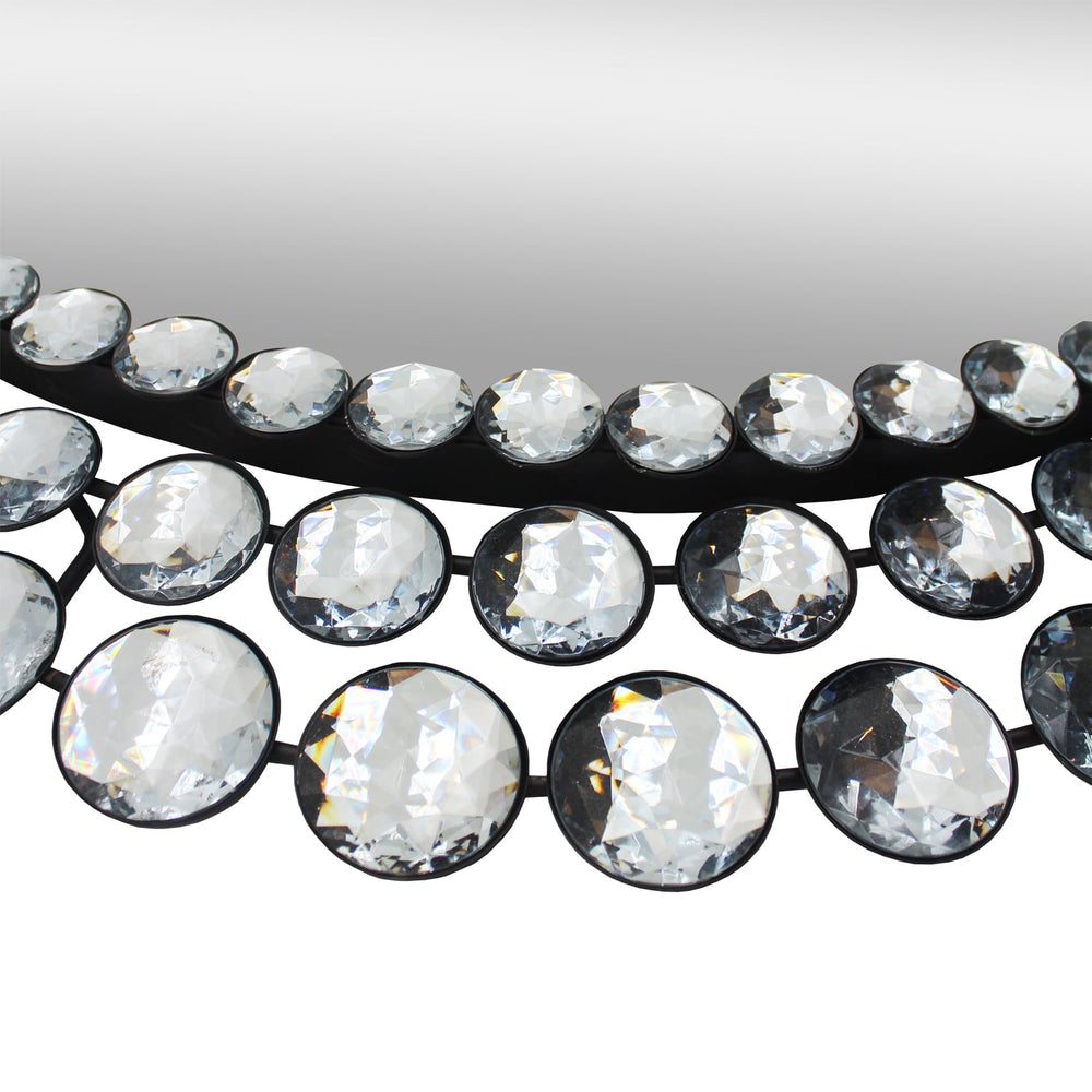 Silver Jeweled Round Wall Mirror for Wall Decor,24"