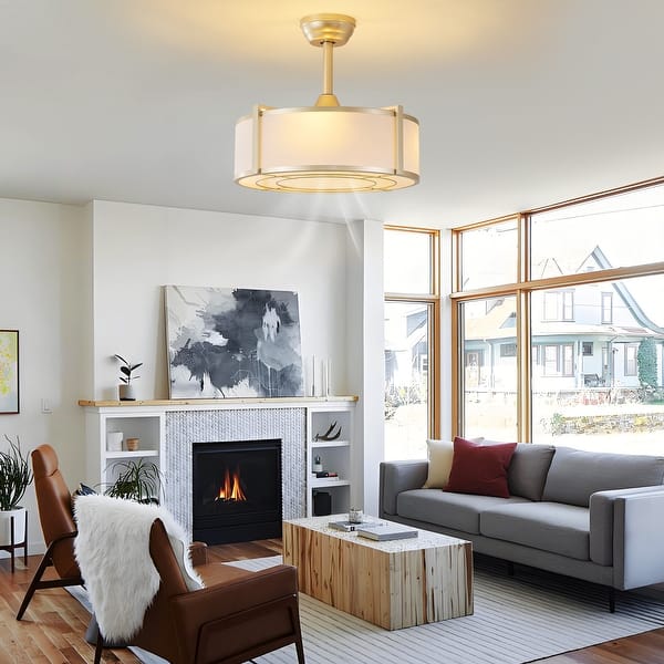 Fabric Caged Ceiling Fan Chandelier - From Where - 