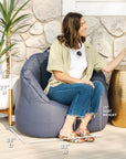 Big Joe Milano Outdoor Weatherproof Bean Bag Chair, Navy Marine Vinyl, UV Protected Weather Resistant Fabric, 2.5 feet