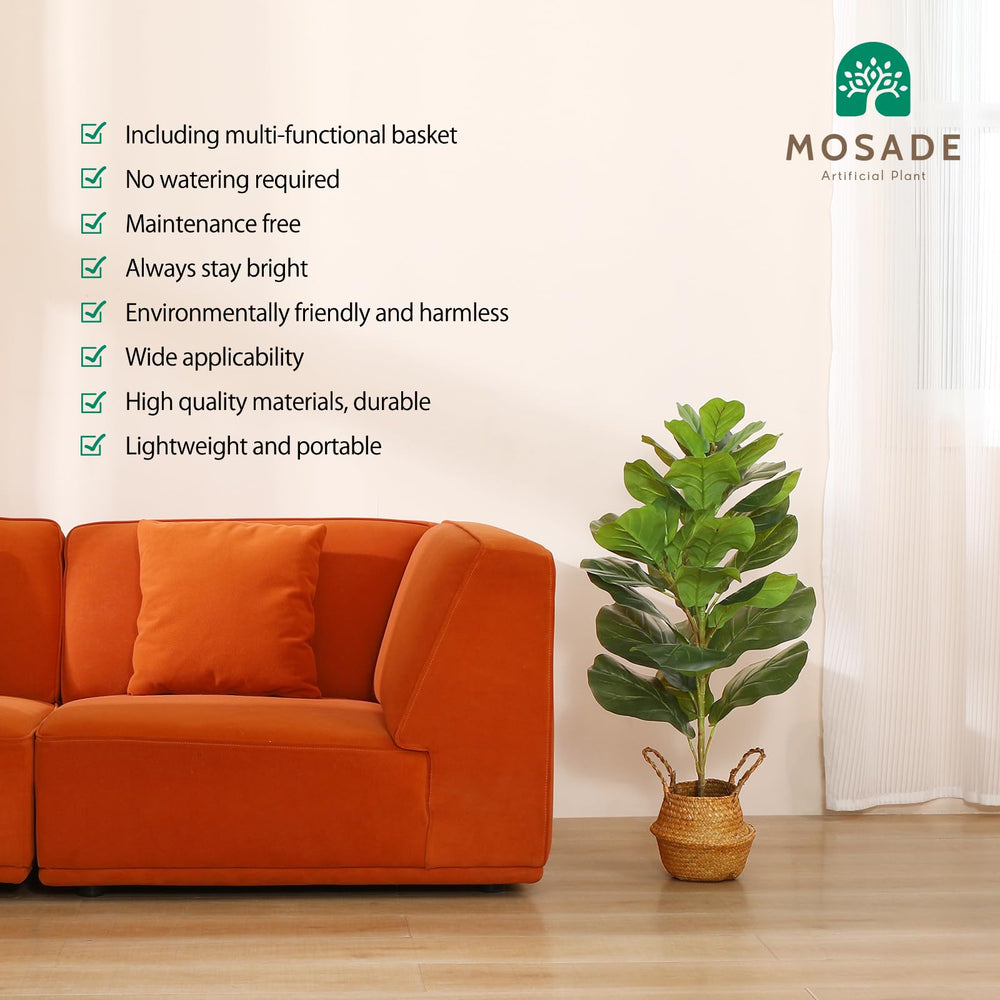 Fake Potted Ficus Lyrata Plant with Handmade Seagrass Basket - From Where - 