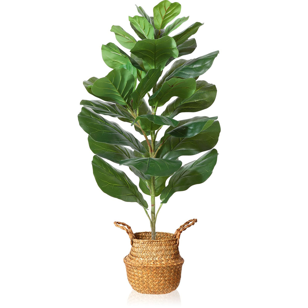 Fake Potted Ficus Lyrata Plant with Handmade Seagrass Basket - From Where - 