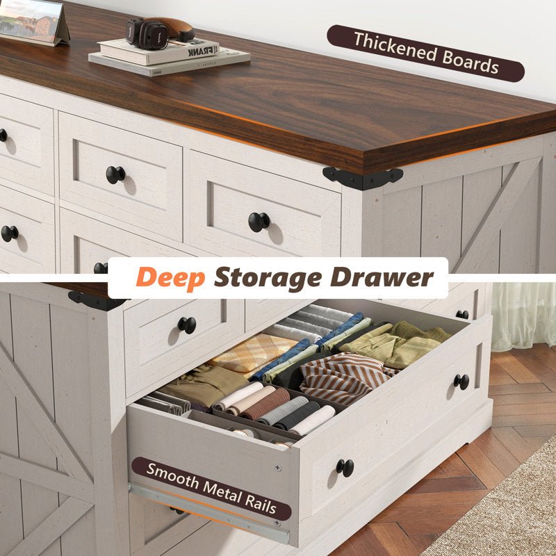 Farmhouse 10 Drawers Double Dresser - From Where - 