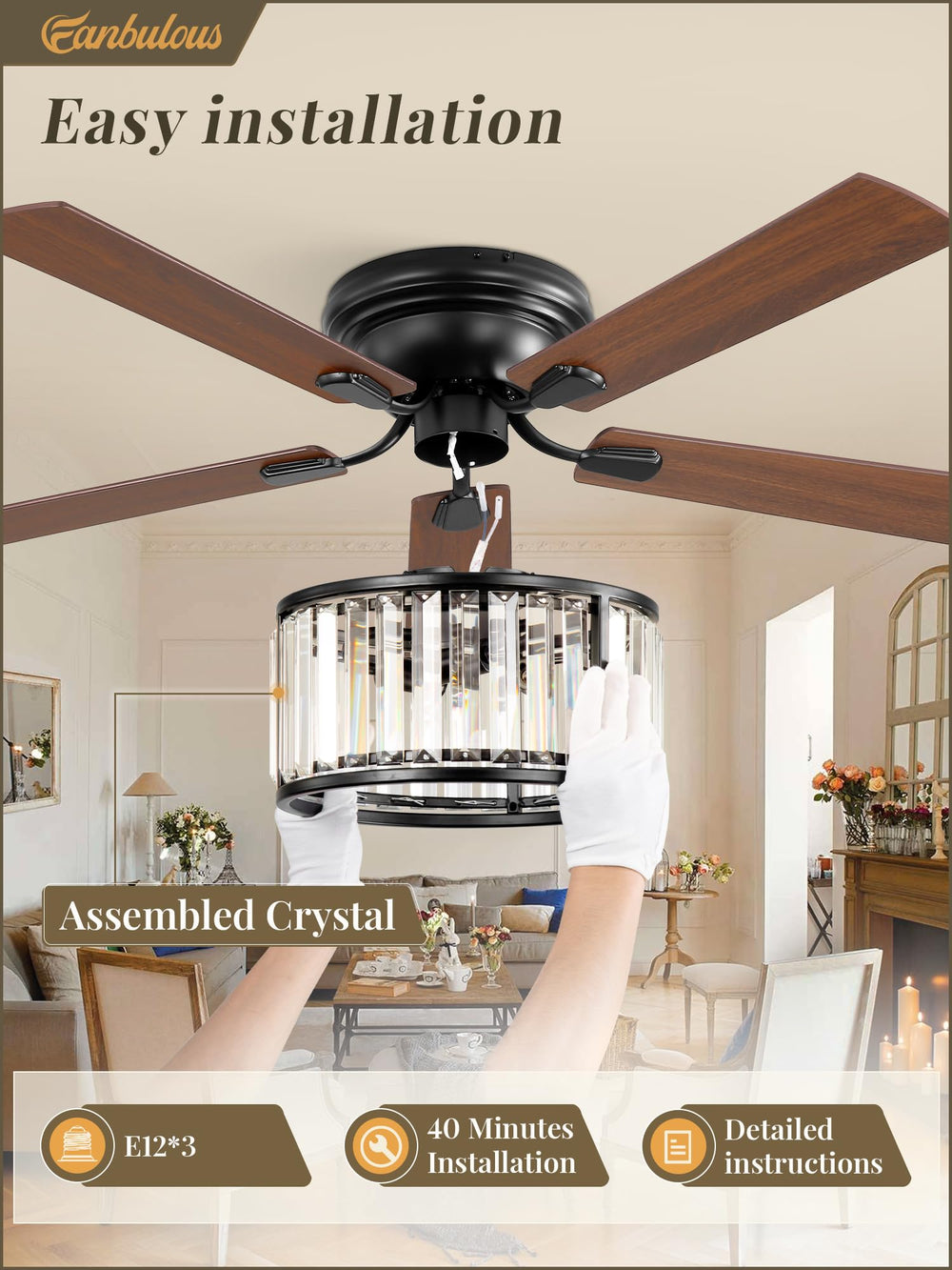 Farmhouse Chandelier Ceiling Fan - From Where - 