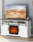 Farmhouse Electric Fireplace TV Stand - From Where - 