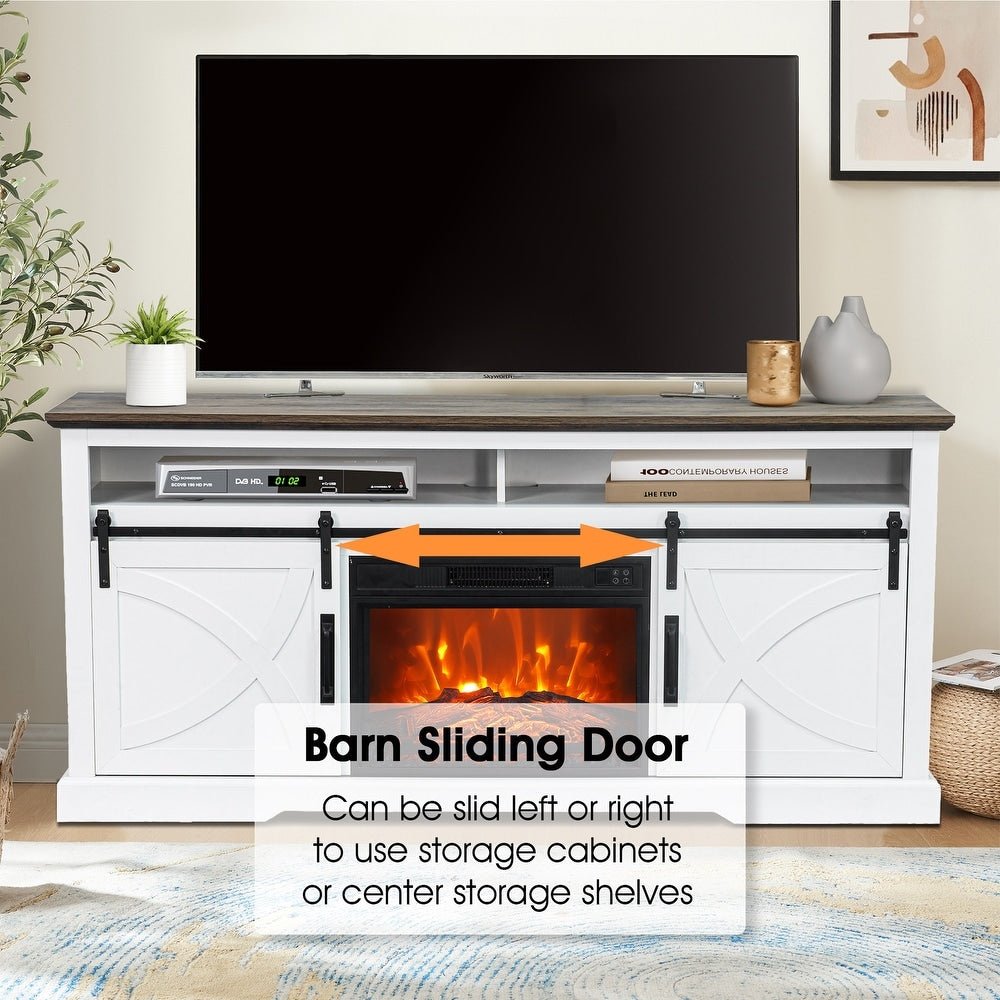Farmhouse Electric Fireplace TV Stand - From Where - 
