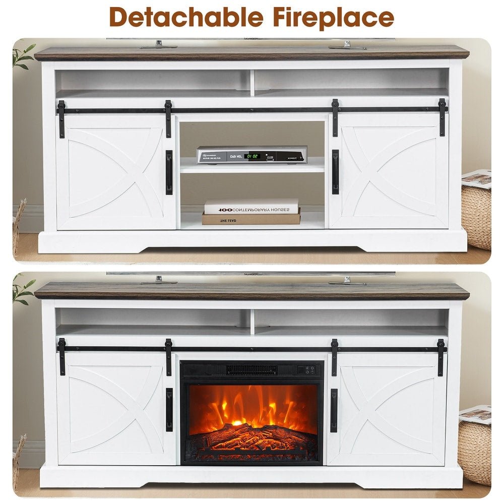 Farmhouse Electric Fireplace TV Stand - From Where - 