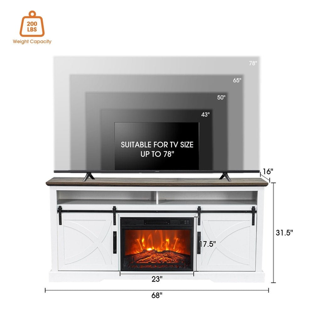 Farmhouse Electric Fireplace TV Stand - From Where - 