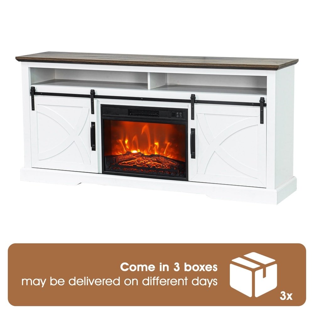 Farmhouse Electric Fireplace TV Stand - From Where - 