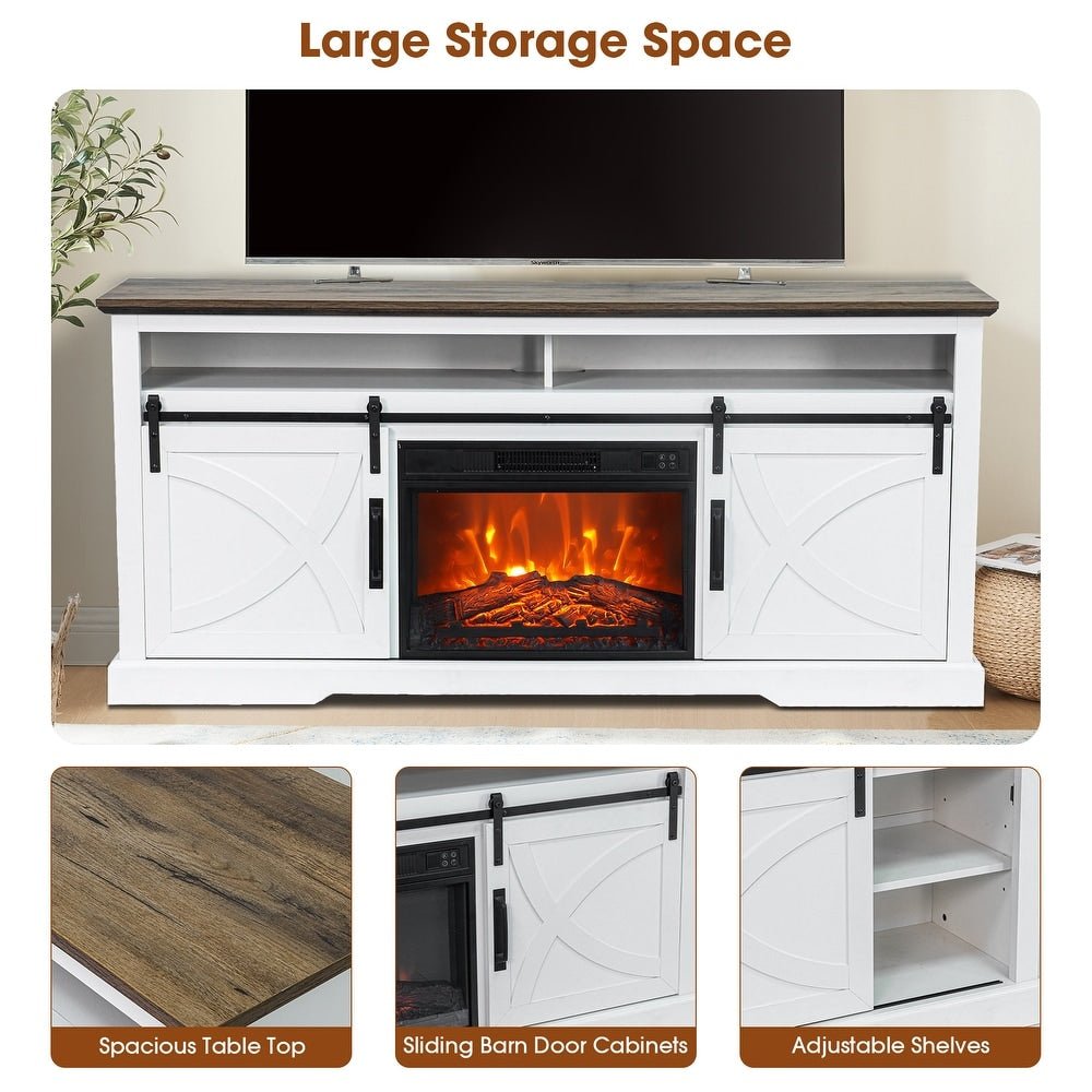 Farmhouse Electric Fireplace TV Stand - From Where - 